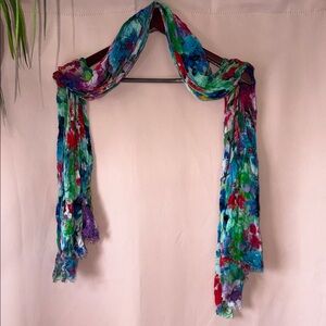 Lands' End Vibrant Floral Crinkle Scarf